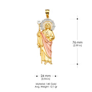 14K Gold St. Jude Religious Pendant