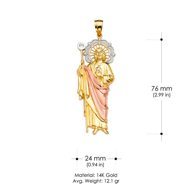 14K Gold St. Jude Religious Pendant