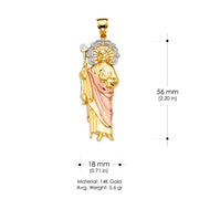 14K Gold St. Jude Religious Pendant