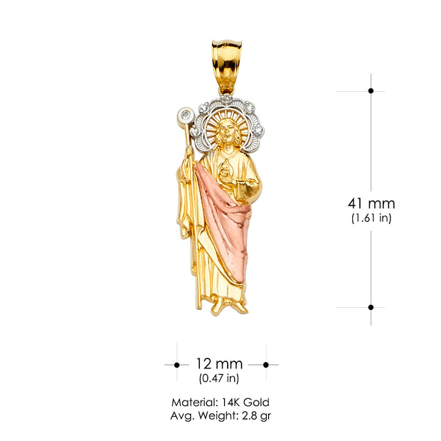 14K Gold St. Jude Religious Pendant