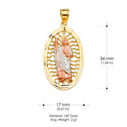 14K Gold St. Jude Religious Pendant