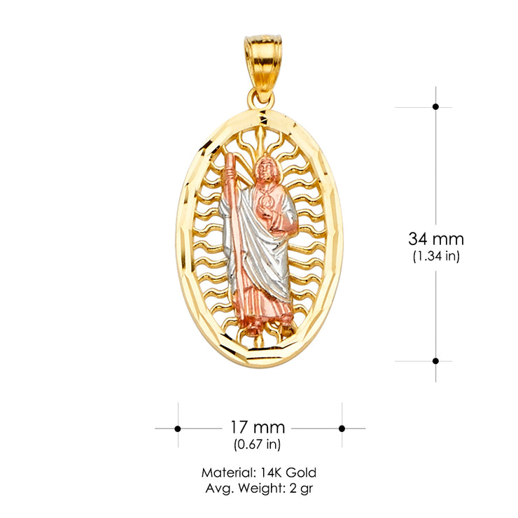 14K Gold St. Jude Religious Pendant