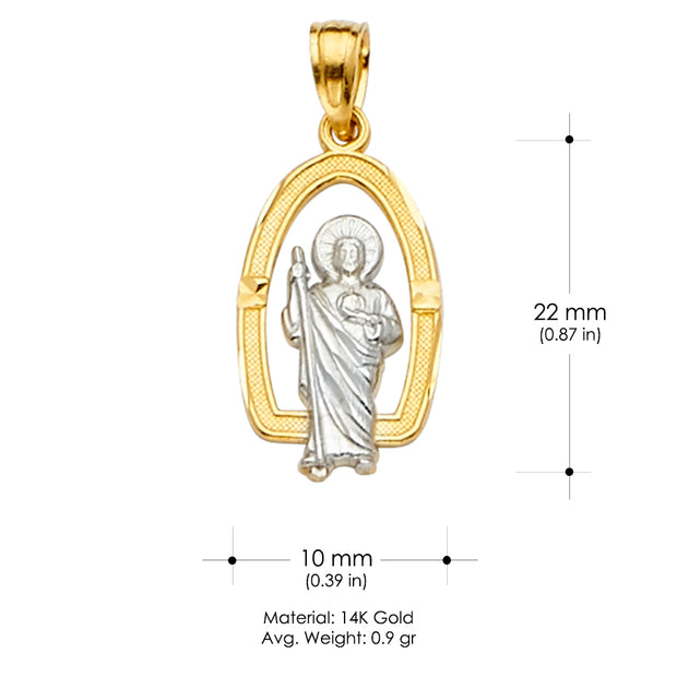 14K Gold St. Jude Religious Pendant