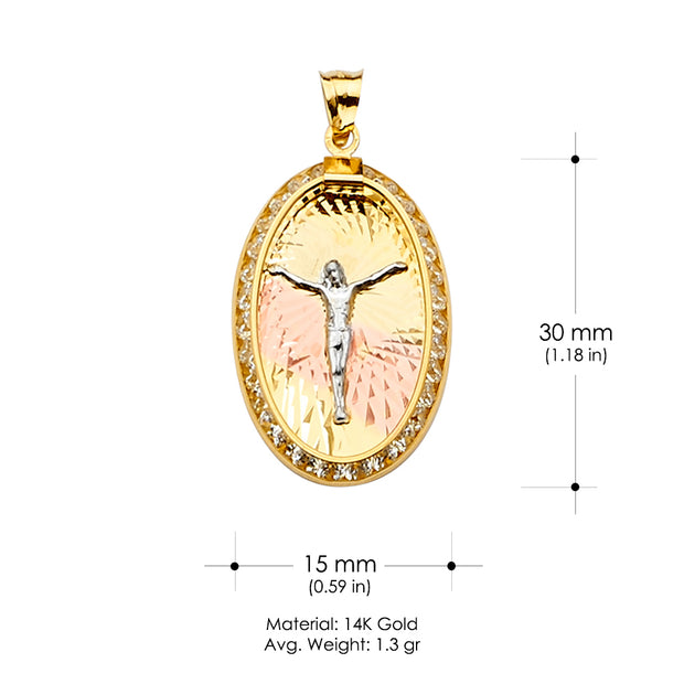 14K Gold Jesus Religious Charm Pendant
