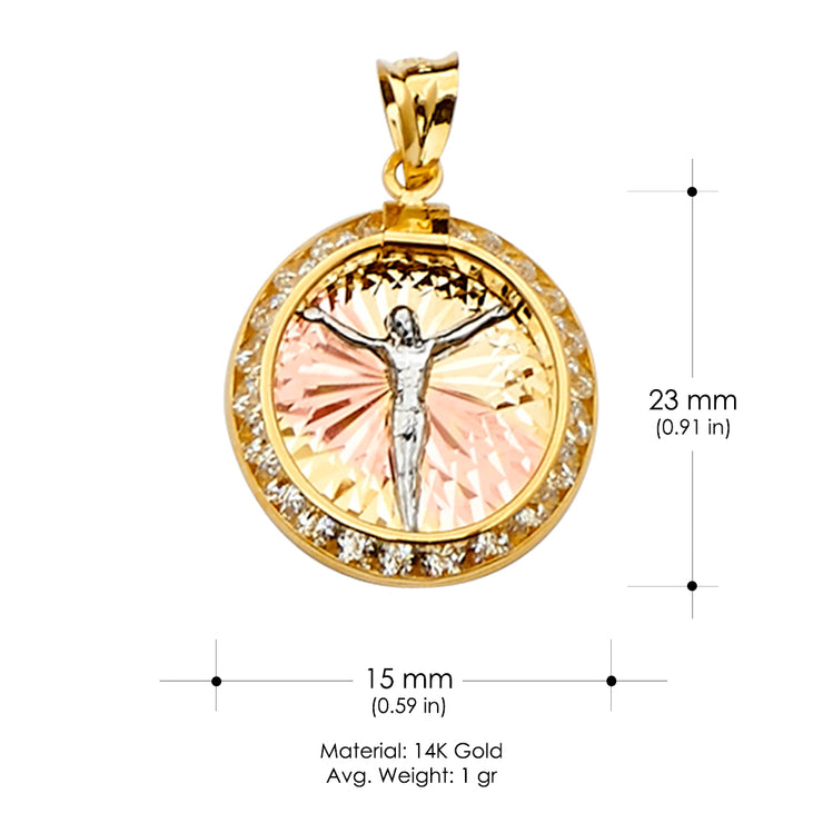 14K Gold Jesus Religious Charm Pendant