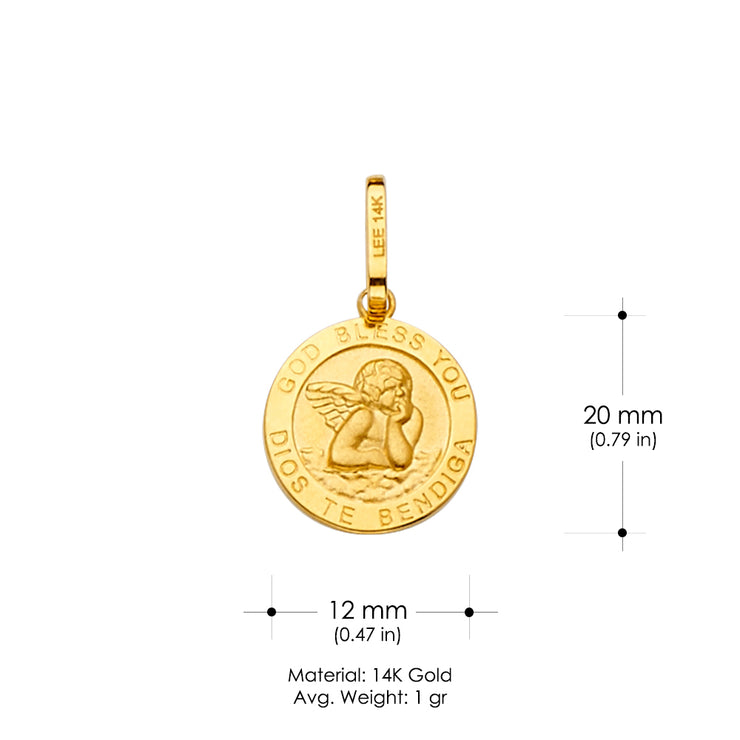 14K Gold Religious Angel Charm Pendant