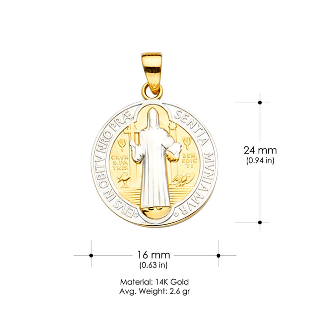 14K Gold Saint San Benito Religious Pendant