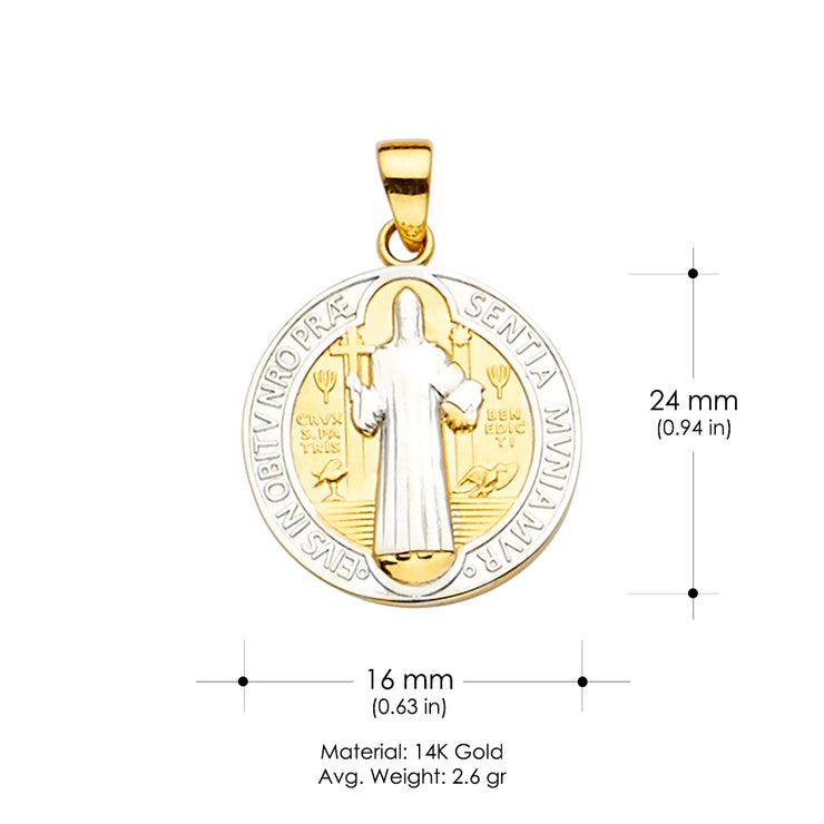 14K Gold Saint San Benito Religious Pendant