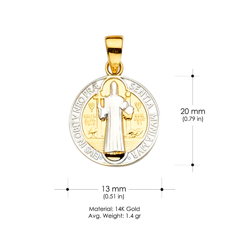 14K Gold Saint San Benito Religious Pendant