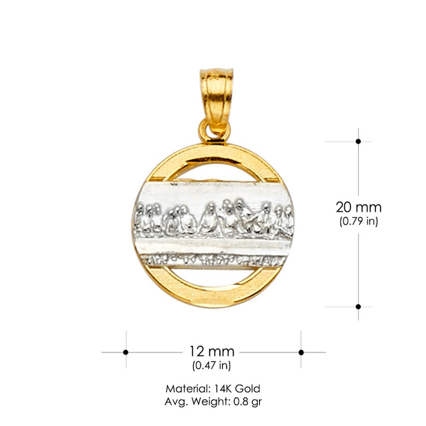 14K Gold Last Supper Religious Pendant