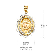 14K Gold CZ Baptism Medal Religious Pendant