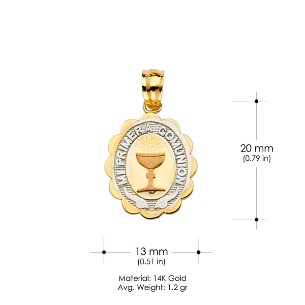 14K Gold Primera Communion Religious Pendant