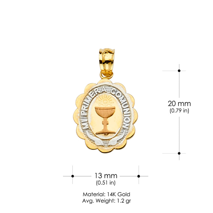 14K Gold Primera Communion Religious Pendant