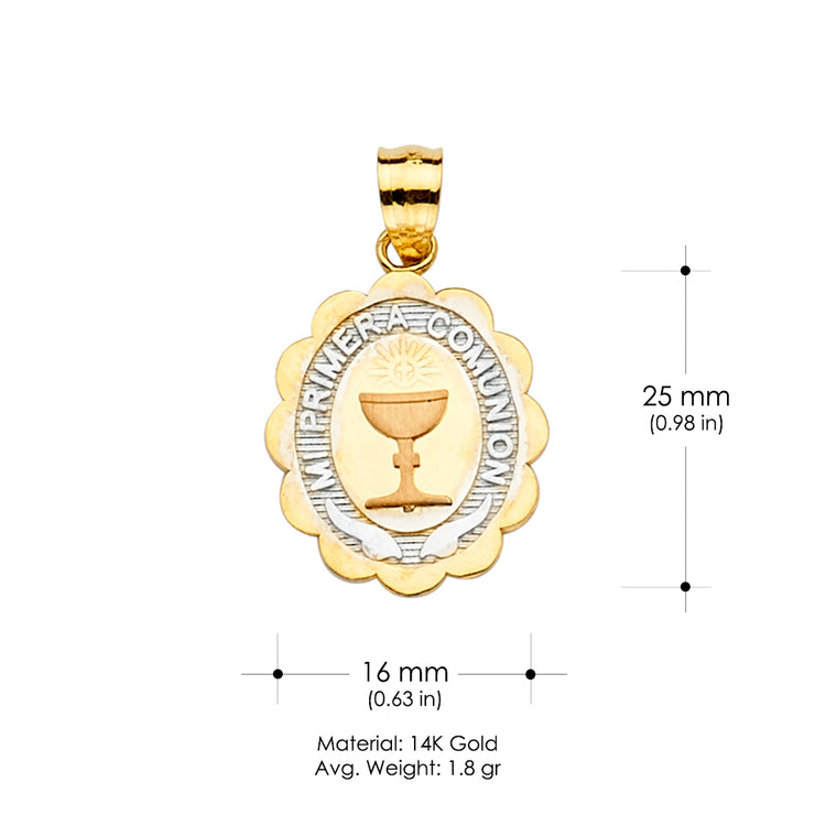 14K Gold Primera Communion Religious Pendant