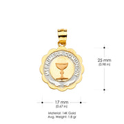 14K Gold Primera Communion Religious Pendant