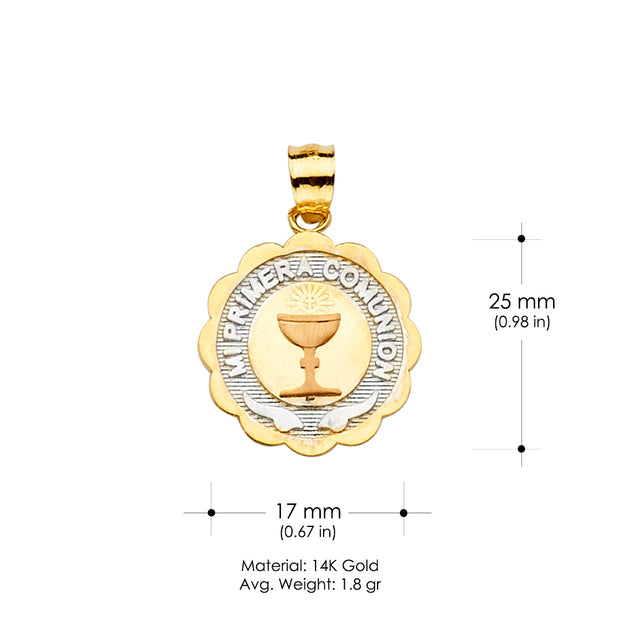 14K Gold Primera Communion Religious Pendant