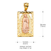 14K Gold Mexican Guadalupe Religious Pendant
