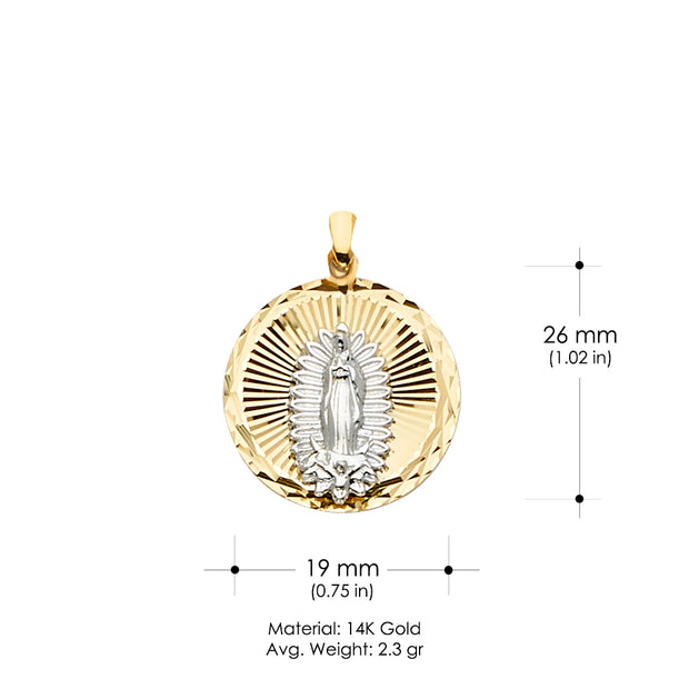 14K Gold Guadalupe Medal Religious Pendant