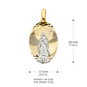 14K Gold Guadalupe Medal Religious Pendant