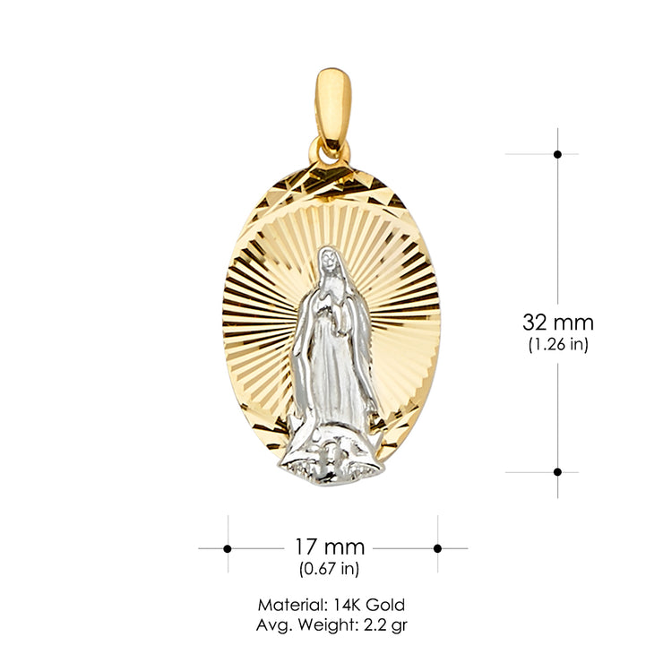 14K Gold Guadalupe Medal Religious Pendant