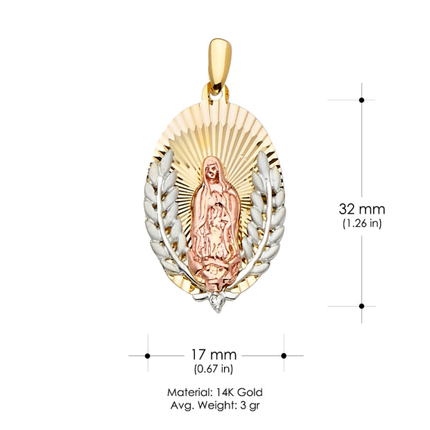 14K Gold Guadalupe Medal Religious Pendant