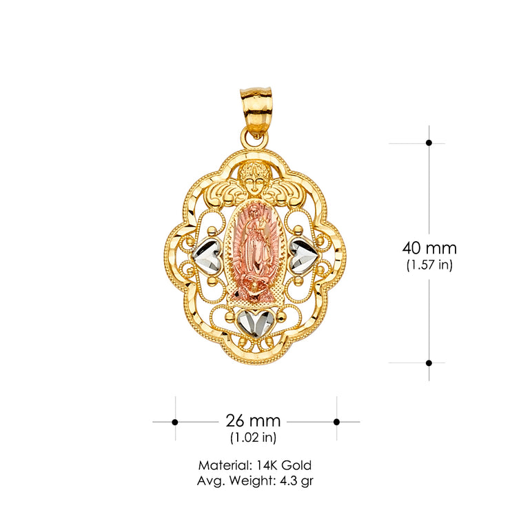 14K Gold Guadalupe Religious Pendant