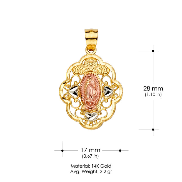 14K Gold Guadalupe Religious Pendant