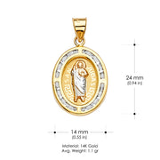 14K Gold CZ San Judas Medal Religious Pendant