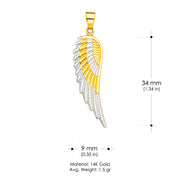 14K Gold Angel Bird Wing Charm Pendant
