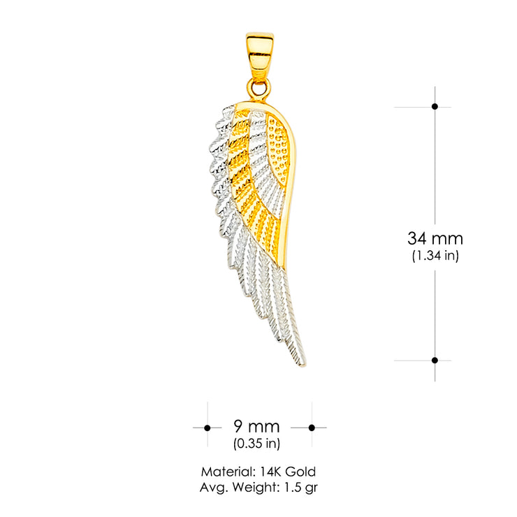14K Gold Angel Bird Wing Charm Pendant