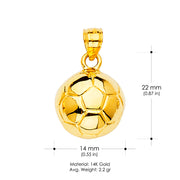 14K Gold Soccer Sports ball Charm Pendant