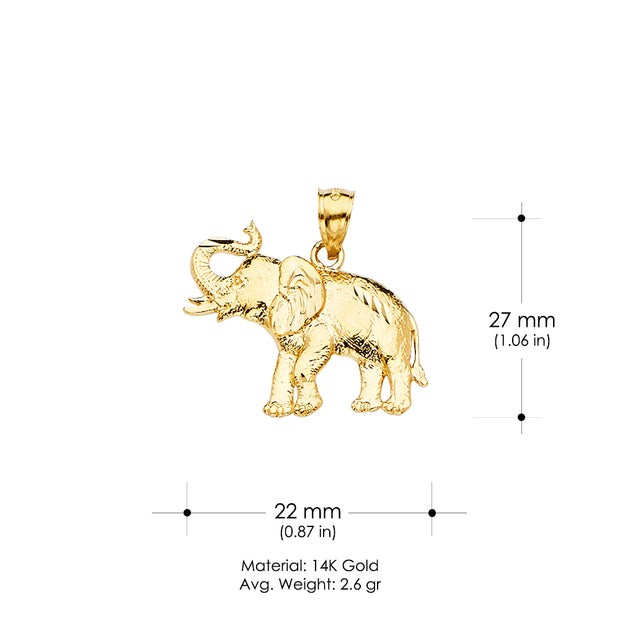 14K Gold Elephant Charm Pendant