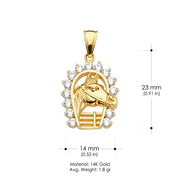 14K Gold CZ Horse Shoe Lucky Charm Pendant
