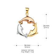 14K Gold Dolphin Charm Pendant