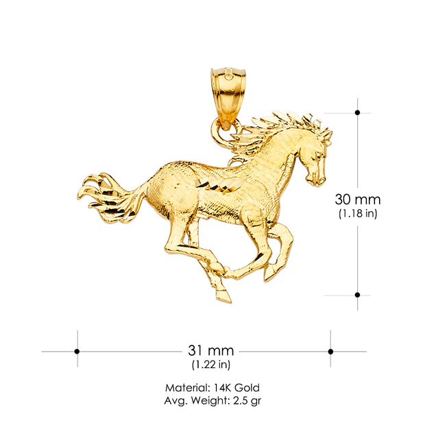 14K Gold Horse Charm Pendant