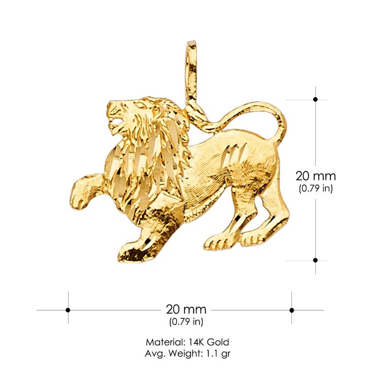 14K Gold Lion Charm Pendant