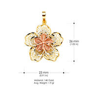 14K Gold Filigree Flower Charm Pendant