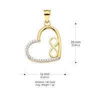 14K Gold CZ Heart Infinity Charm Pendant