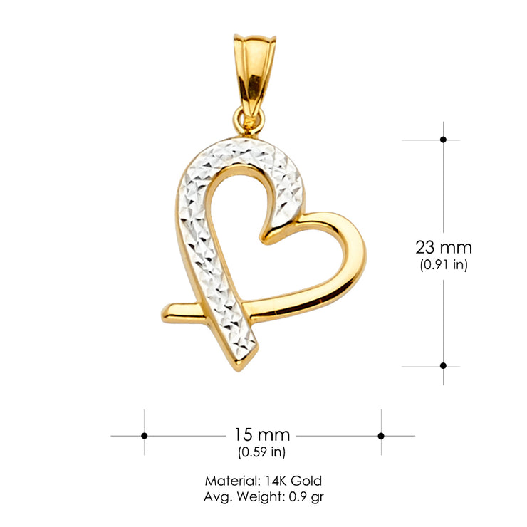 14K Gold Heart Charm Pendant