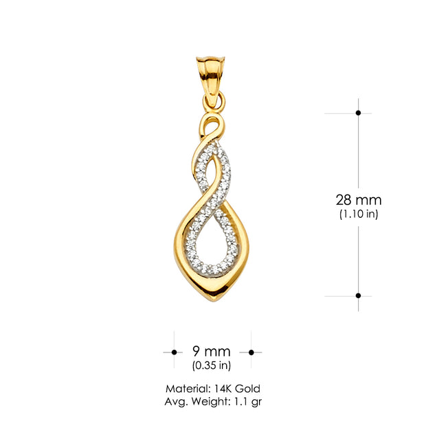 14K Gold CZ Infinity Charm Pendant