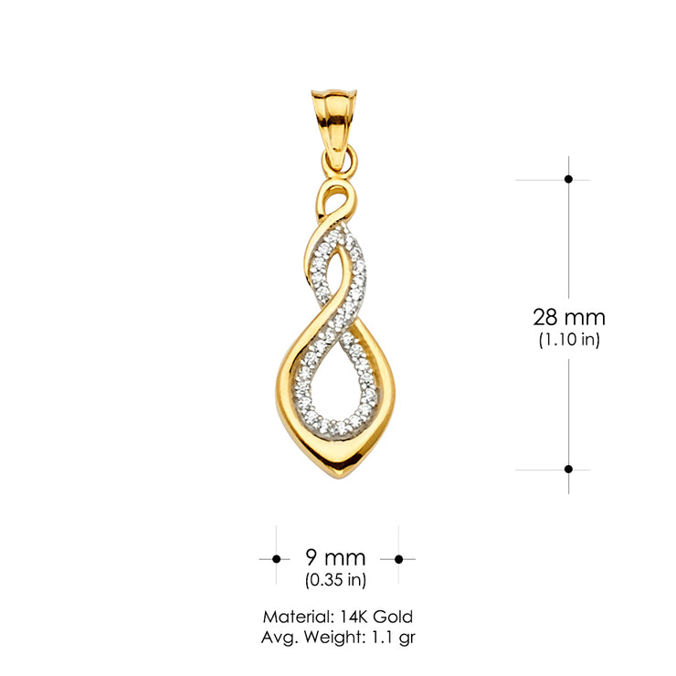14K Gold CZ Infinity Charm Pendant