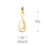 14K Gold Love Infinity Charm Pendant