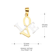 14K Gold Love Charm Pendant