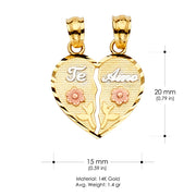 14K Gold 2 Piece Te-Amo Charm Pendant