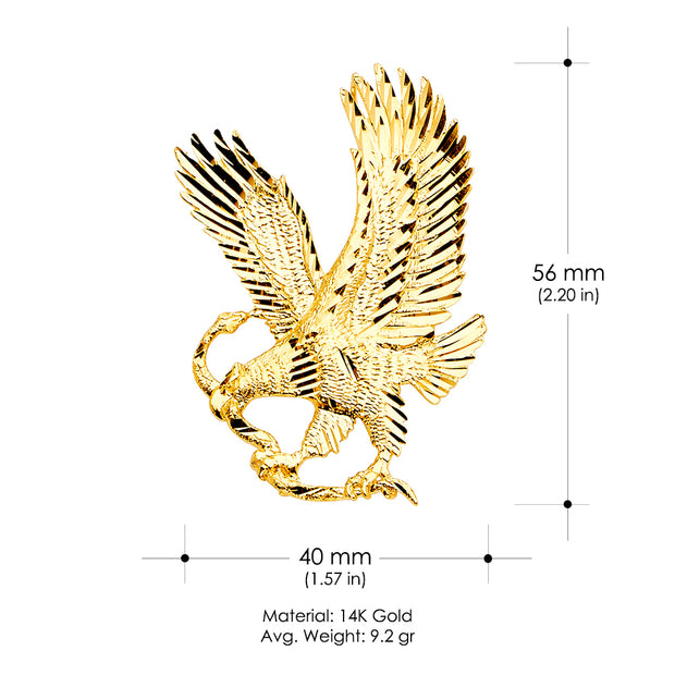 14K Gold Eagle Charm Pendant
