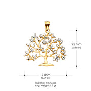 14K Gold Family tree Charm Pendant