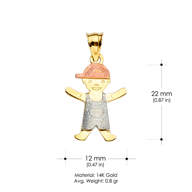 14K Gold Smiley Boy Charm Pendant