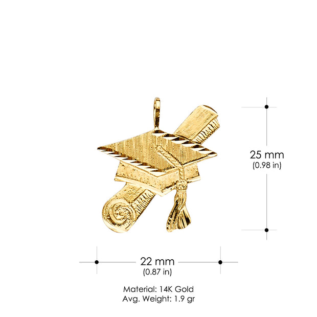 14K Gold Graduation Diploma Charm Pendant