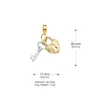 14K Gold Key & Lock Mix & Match Charm Pendant