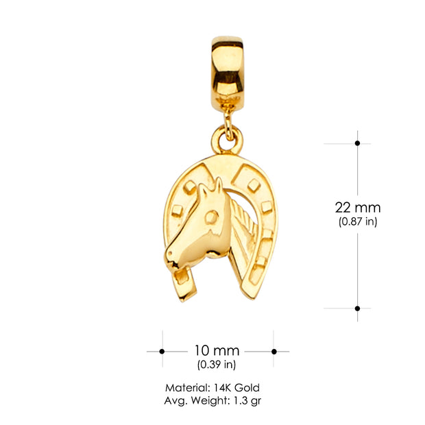 14K Gold Horse Shoe Mix & Match Charm Pendant